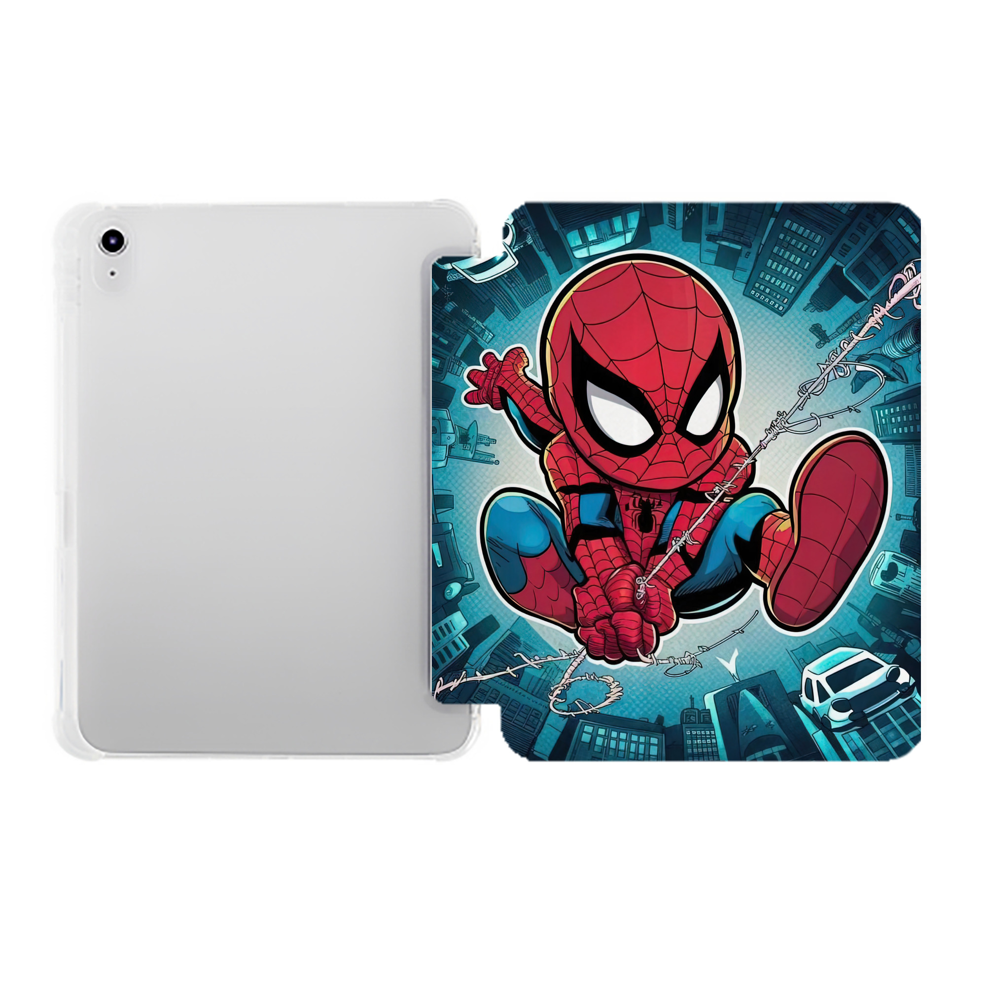 （画像用） Spider Man スパイダーマン IPad ケース ペン収納付き 三つ折りスタンド PUレザー×シリコン 対応機種9.5/10.5/10.9インチ